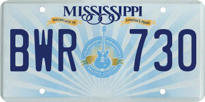 MS license plate BWR730