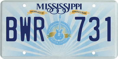 MS license plate BWR731
