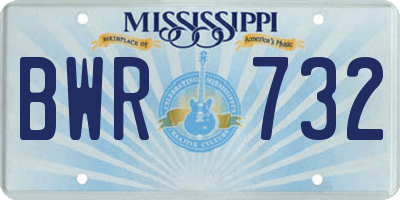 MS license plate BWR732