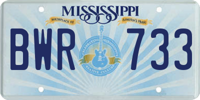MS license plate BWR733