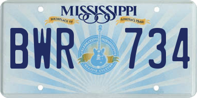 MS license plate BWR734