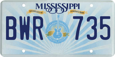 MS license plate BWR735