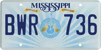 MS license plate BWR736