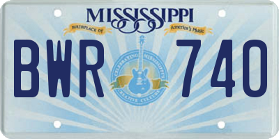 MS license plate BWR740