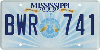 MS license plate BWR741