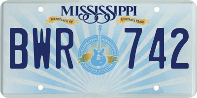 MS license plate BWR742
