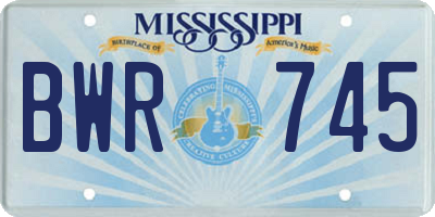 MS license plate BWR745