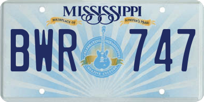 MS license plate BWR747
