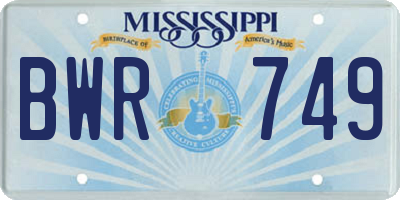 MS license plate BWR749