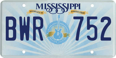 MS license plate BWR752