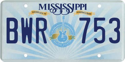 MS license plate BWR753