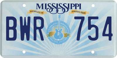 MS license plate BWR754