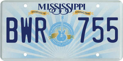 MS license plate BWR755