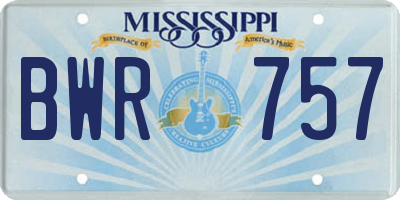 MS license plate BWR757