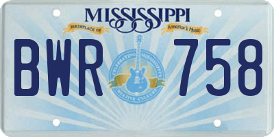 MS license plate BWR758