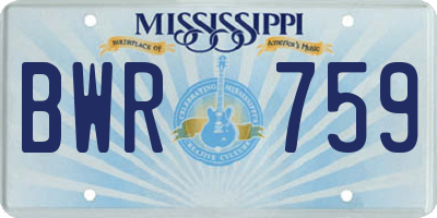 MS license plate BWR759