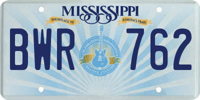 MS license plate BWR762