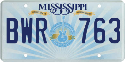 MS license plate BWR763