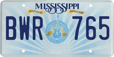 MS license plate BWR765
