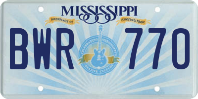MS license plate BWR770