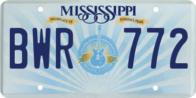 MS license plate BWR772