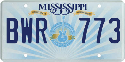 MS license plate BWR773