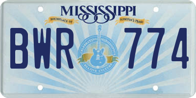 MS license plate BWR774
