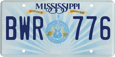 MS license plate BWR776
