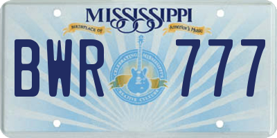 MS license plate BWR777
