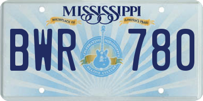 MS license plate BWR780