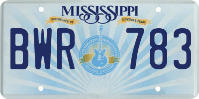 MS license plate BWR783