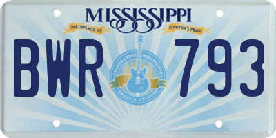 MS license plate BWR793