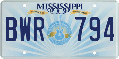 MS license plate BWR794