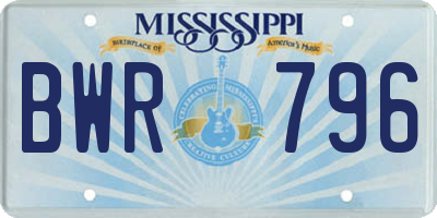 MS license plate BWR796