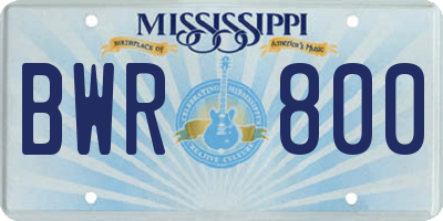 MS license plate BWR800