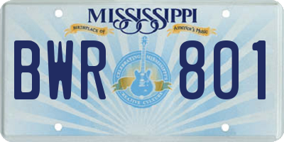 MS license plate BWR801