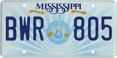 MS license plate BWR805