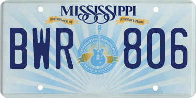 MS license plate BWR806