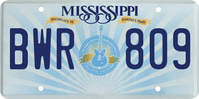 MS license plate BWR809