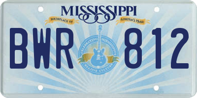 MS license plate BWR812