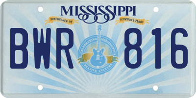 MS license plate BWR816