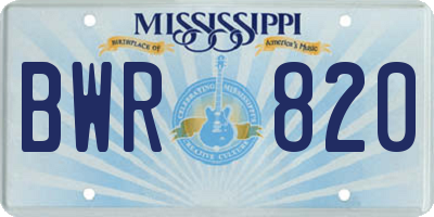 MS license plate BWR820