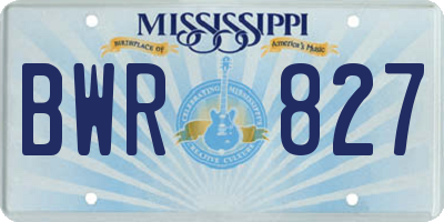 MS license plate BWR827