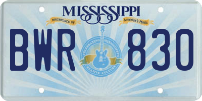 MS license plate BWR830