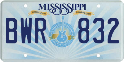 MS license plate BWR832