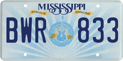 MS license plate BWR833