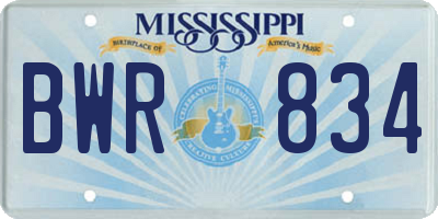MS license plate BWR834