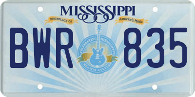 MS license plate BWR835