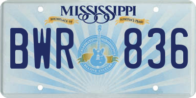 MS license plate BWR836