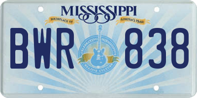 MS license plate BWR838